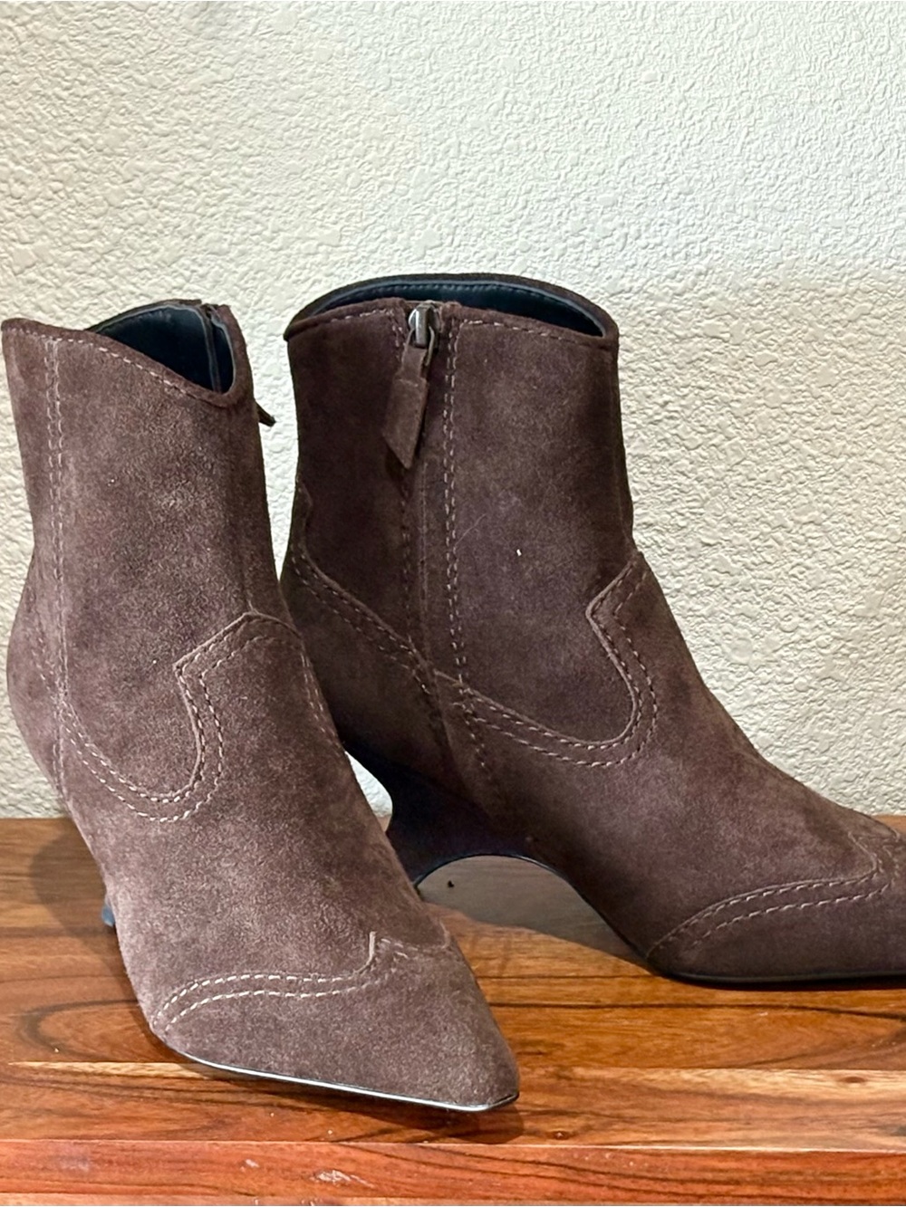 Simkhai Shadow Western Suede Ankle Boots Cacao 6 - Picture 10 of 10